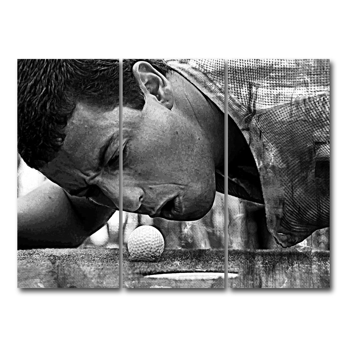 AUTO-MOCKUP WHITE | Happy Gilmore Grayscale | 3 Piece | Gallery Wrap Canvas | group=8x18