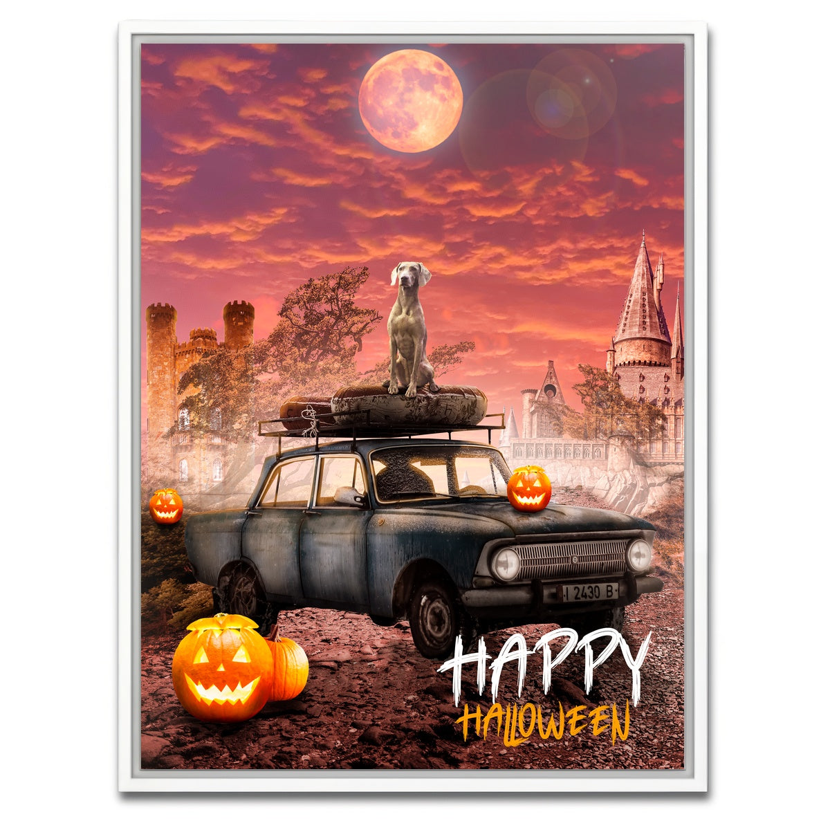 AUTO-MOCKUP WHITE | Happy Halloween | 1 Piece | White Framed Canvas | group=3x4