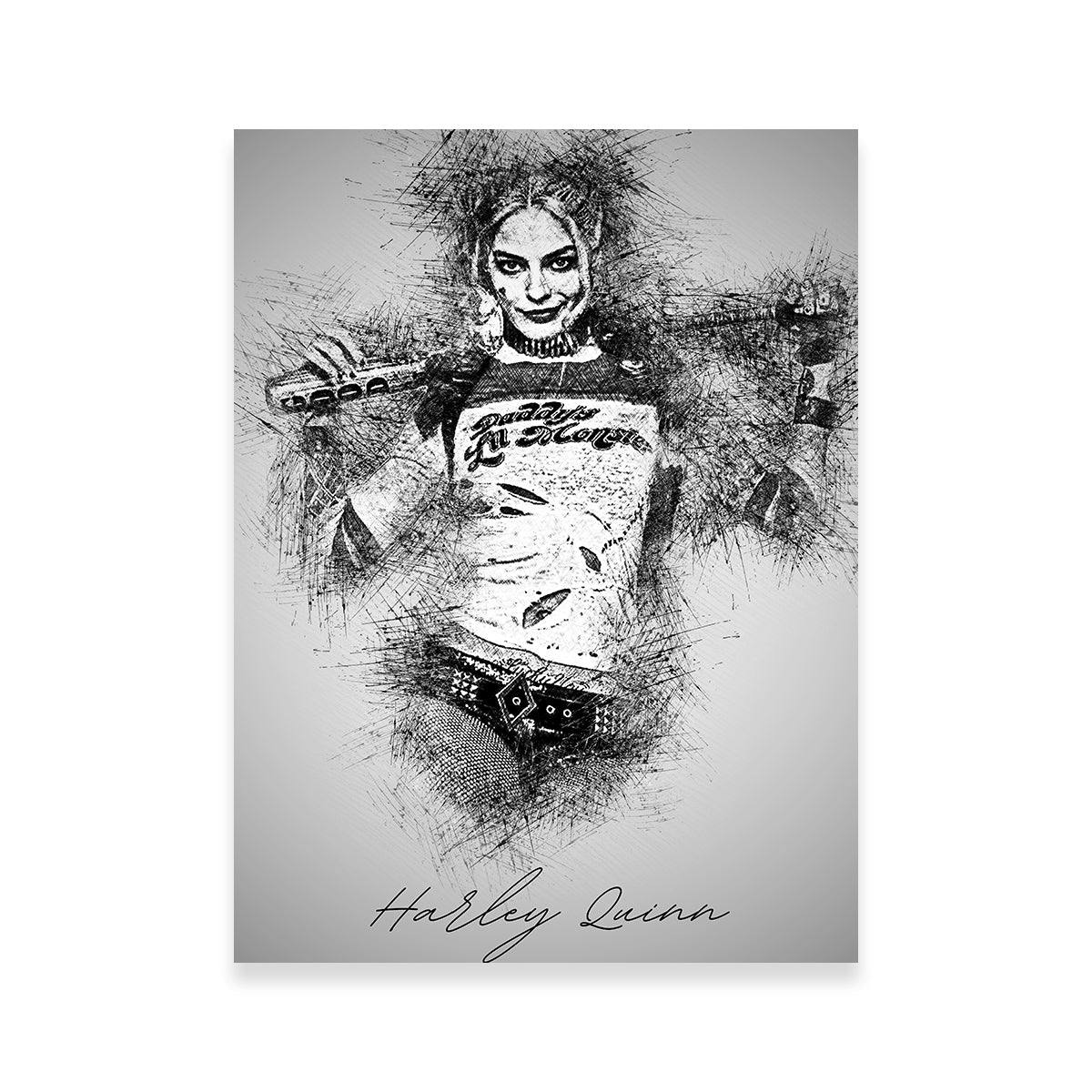 Harley Quinn Sketch Wall Art