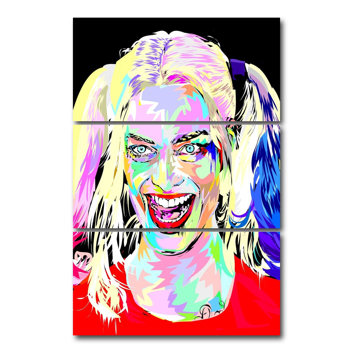 AUTO-MOCKUP WHITE | Harley Quinn Colors | 3 Piece | Gallery Wrap Canvas | group=12x24_stacked