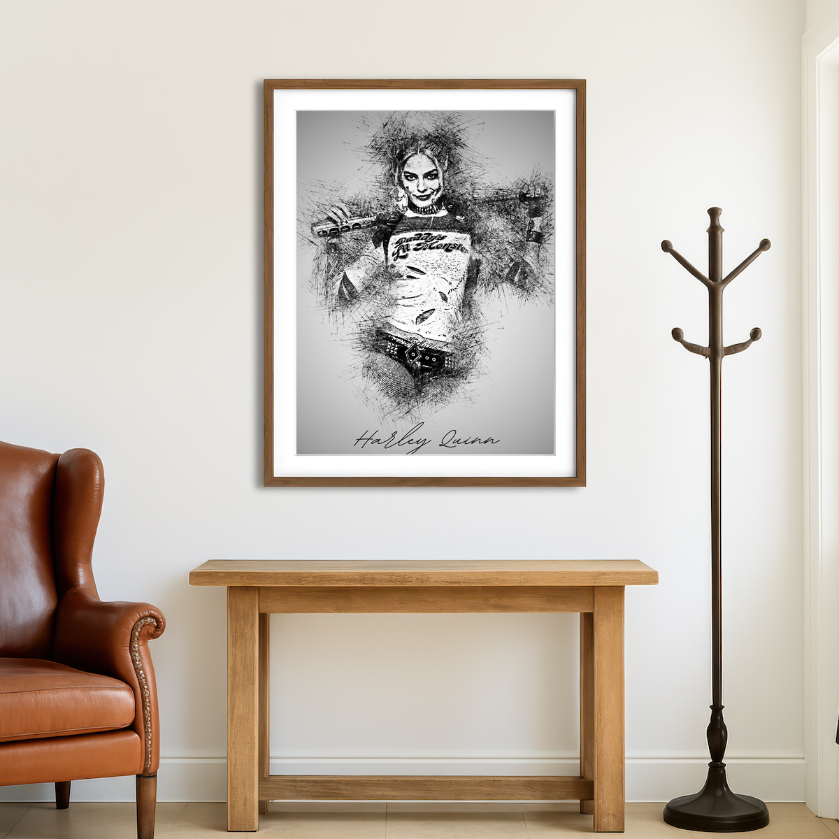 AUTO-MOCKUP ROOM | Harley Quinn Sketch Wall Art