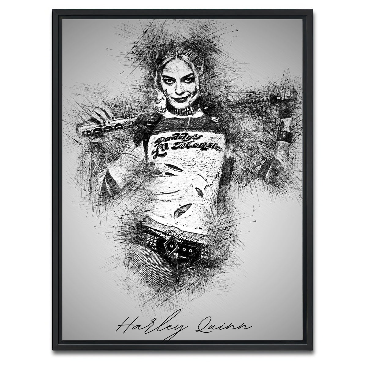 AUTO-MOCKUP WHITE | Harley Quinn Sketch | 1 Piece | Black Framed Canvas | group=3x4