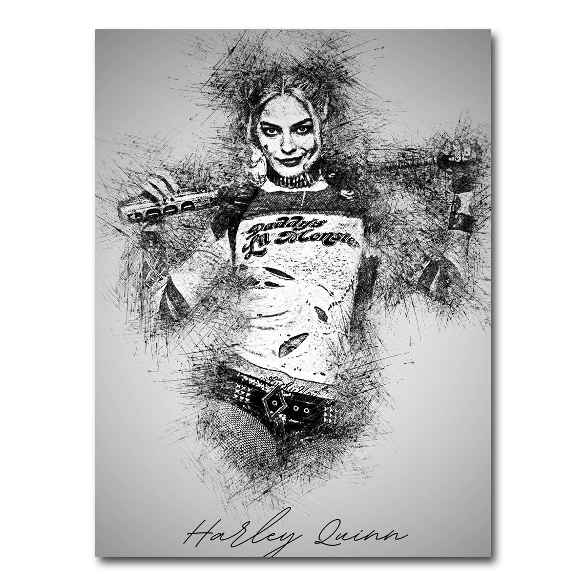 AUTO-MOCKUP WHITE | Harley Quinn Sketch | 1 Piece | Gallery Wrap Canvas | group=3x4