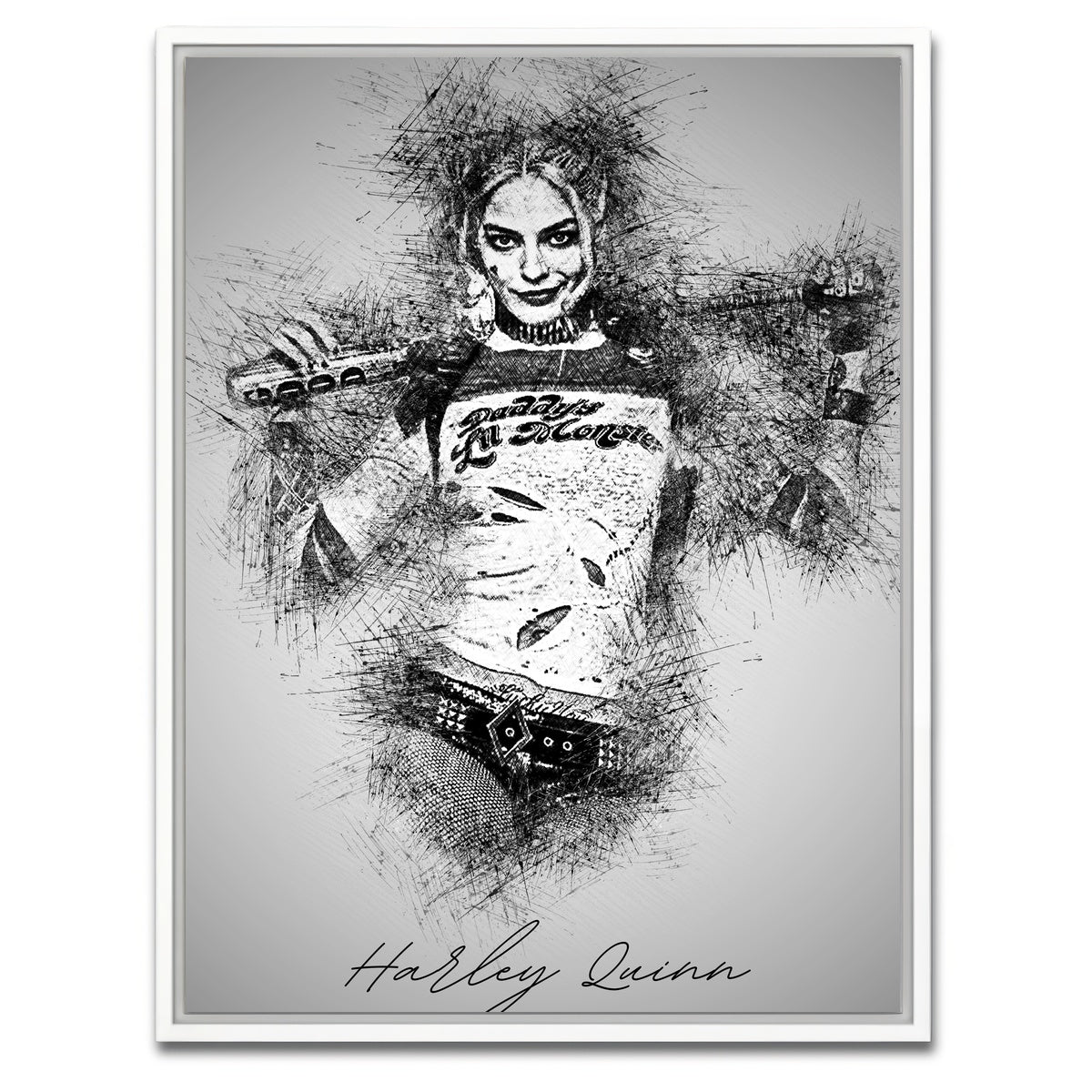 AUTO-MOCKUP WHITE | Harley Quinn Sketch | 1 Piece | White Framed Canvas | group=3x4