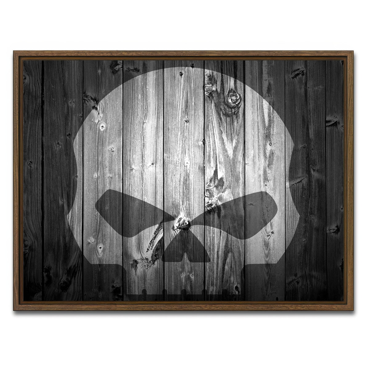 AUTO-MOCKUP WHITE | Harley Skull | 1 Piece | Walnut Framed Canvas | group=4x3