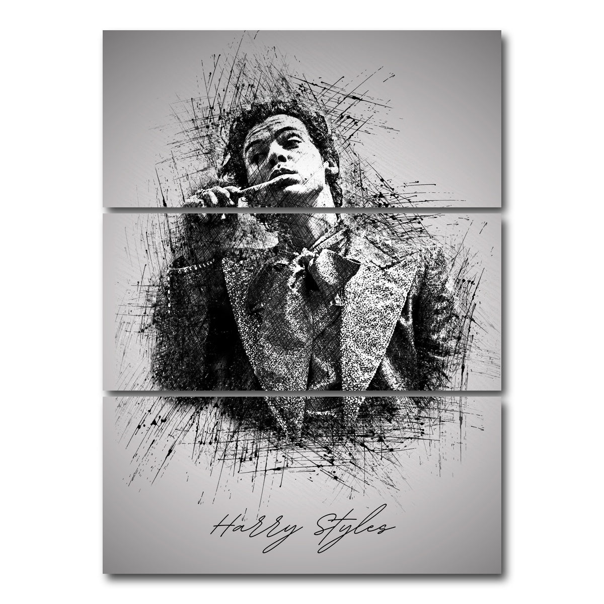 AUTO-MOCKUP WHITE | Harry Styles Brushing | 3 Piece | Gallery Wrap Canvas | group=8x18_stacked