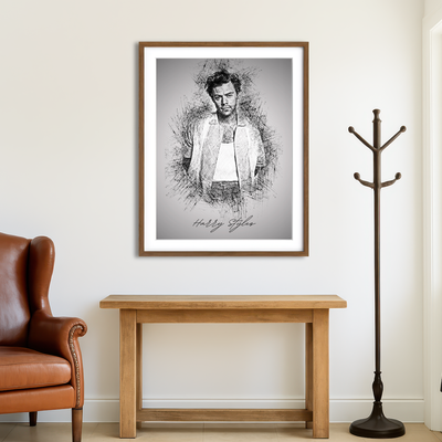 AUTO-MOCKUP ROOM | Harry Styles Sketch Wall Art