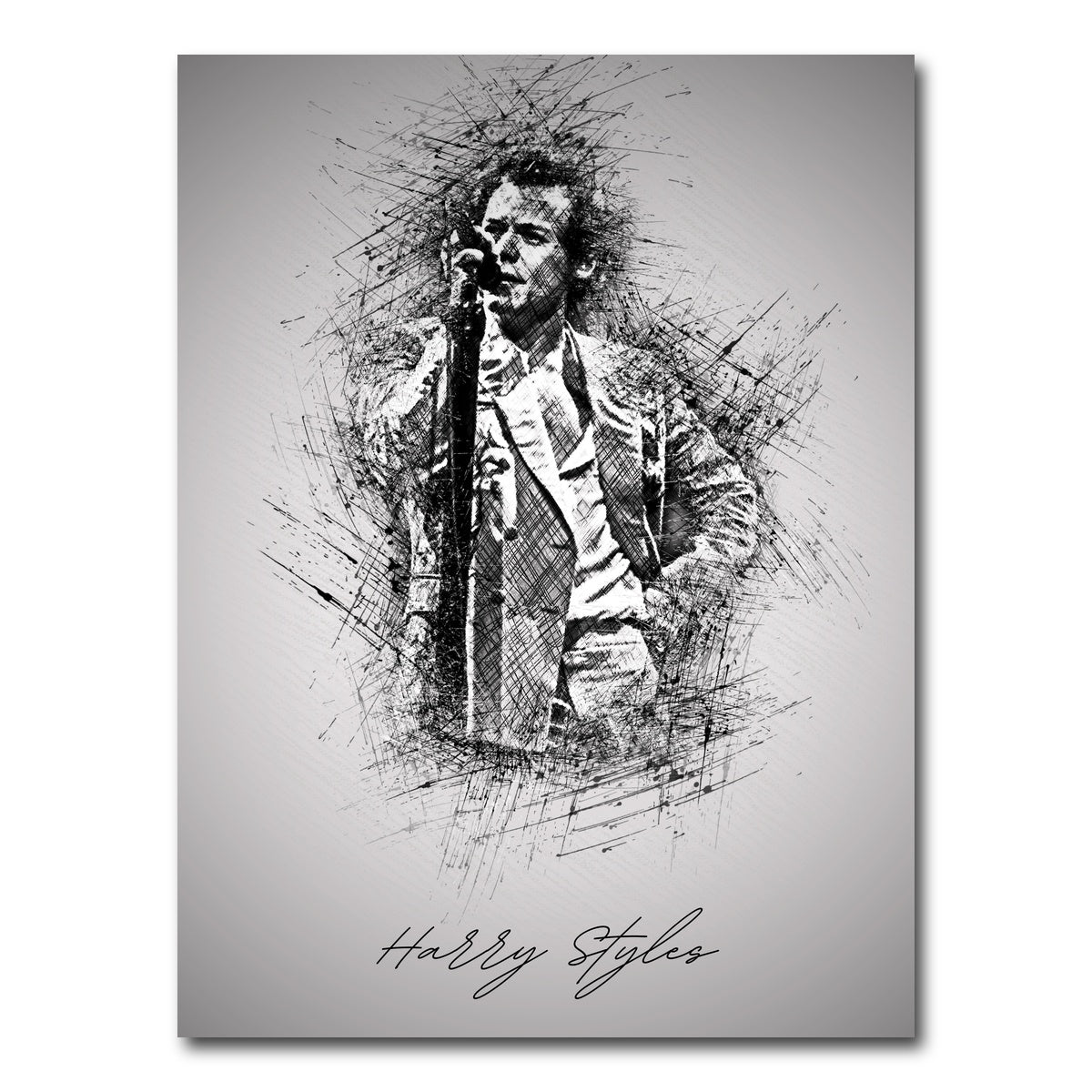 AUTO-MOCKUP WHITE | Harry Styles With Mic | 1 Piece | Gallery Wrap Canvas | group=3x4