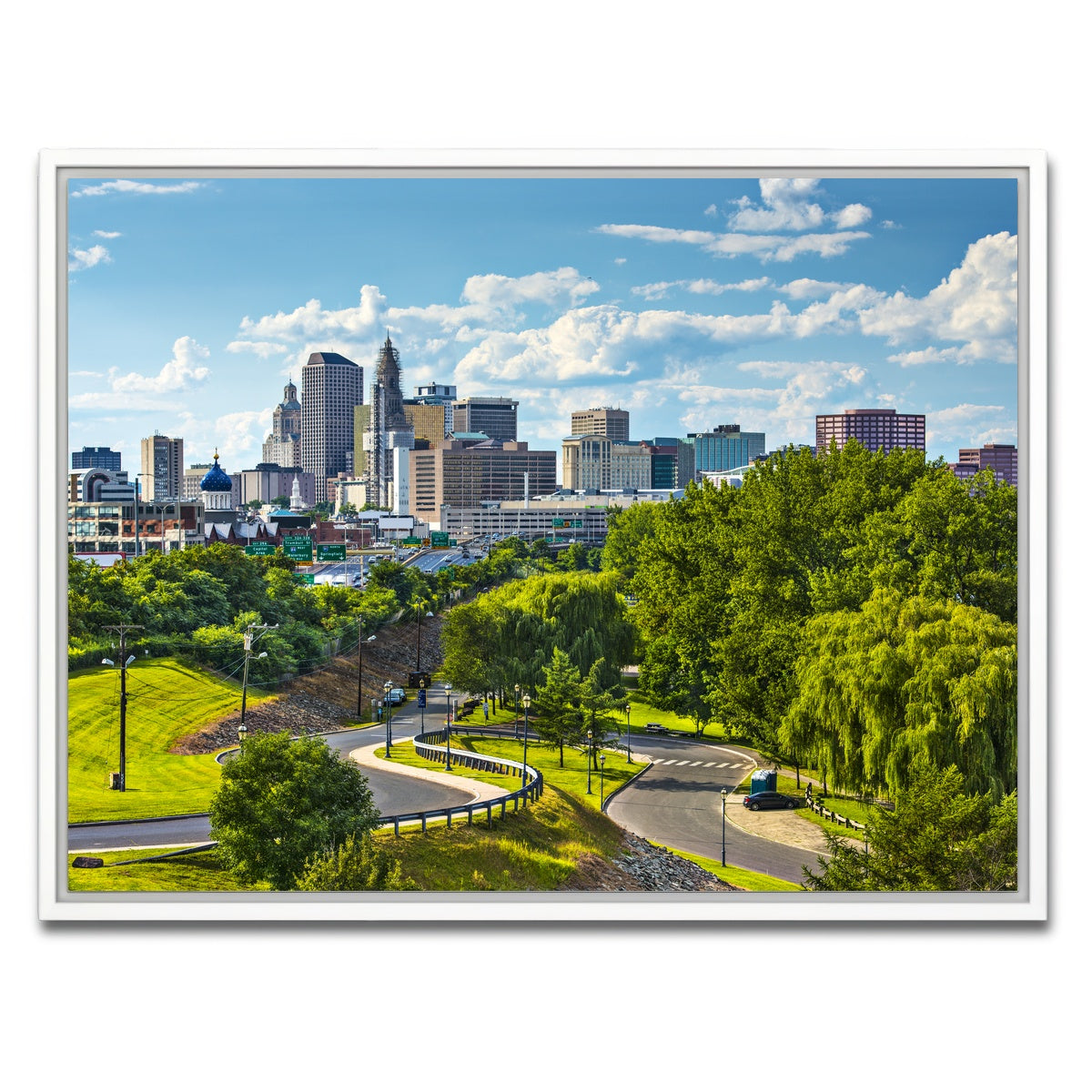 AUTO-MOCKUP WHITE | Hartford Downtown Cityscape | 1 Piece | White Framed Canvas | group=4x3
