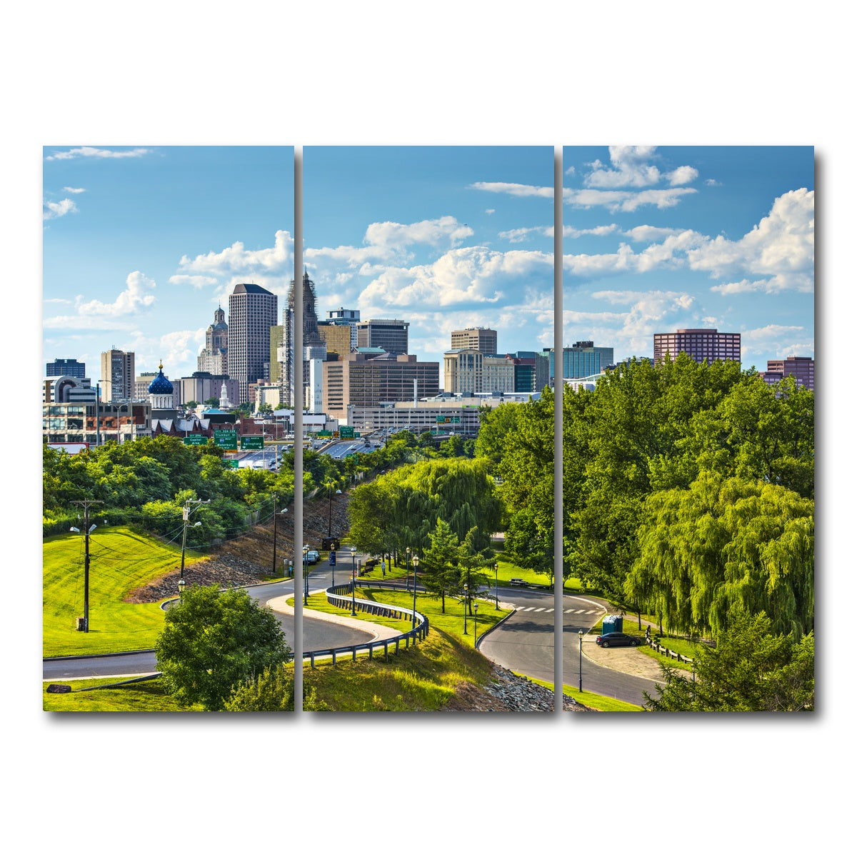 AUTO-MOCKUP WHITE | Hartford Downtown Cityscape | 3 Piece | Gallery Wrap Canvas | group=8x18