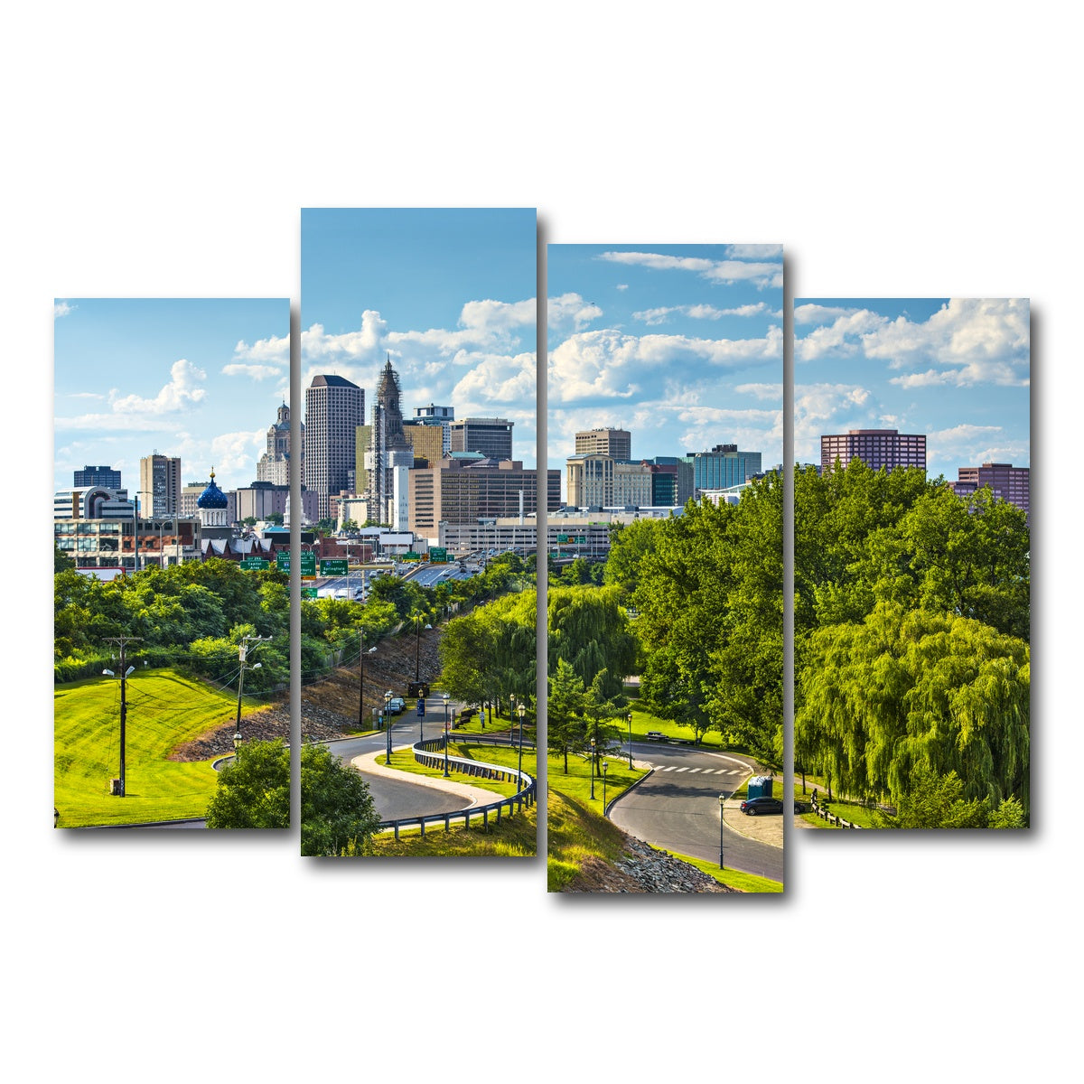 AUTO-MOCKUP WHITE | Hartford Downtown Cityscape | 4 Piece | Gallery Wrap Canvas | group=4_normal
