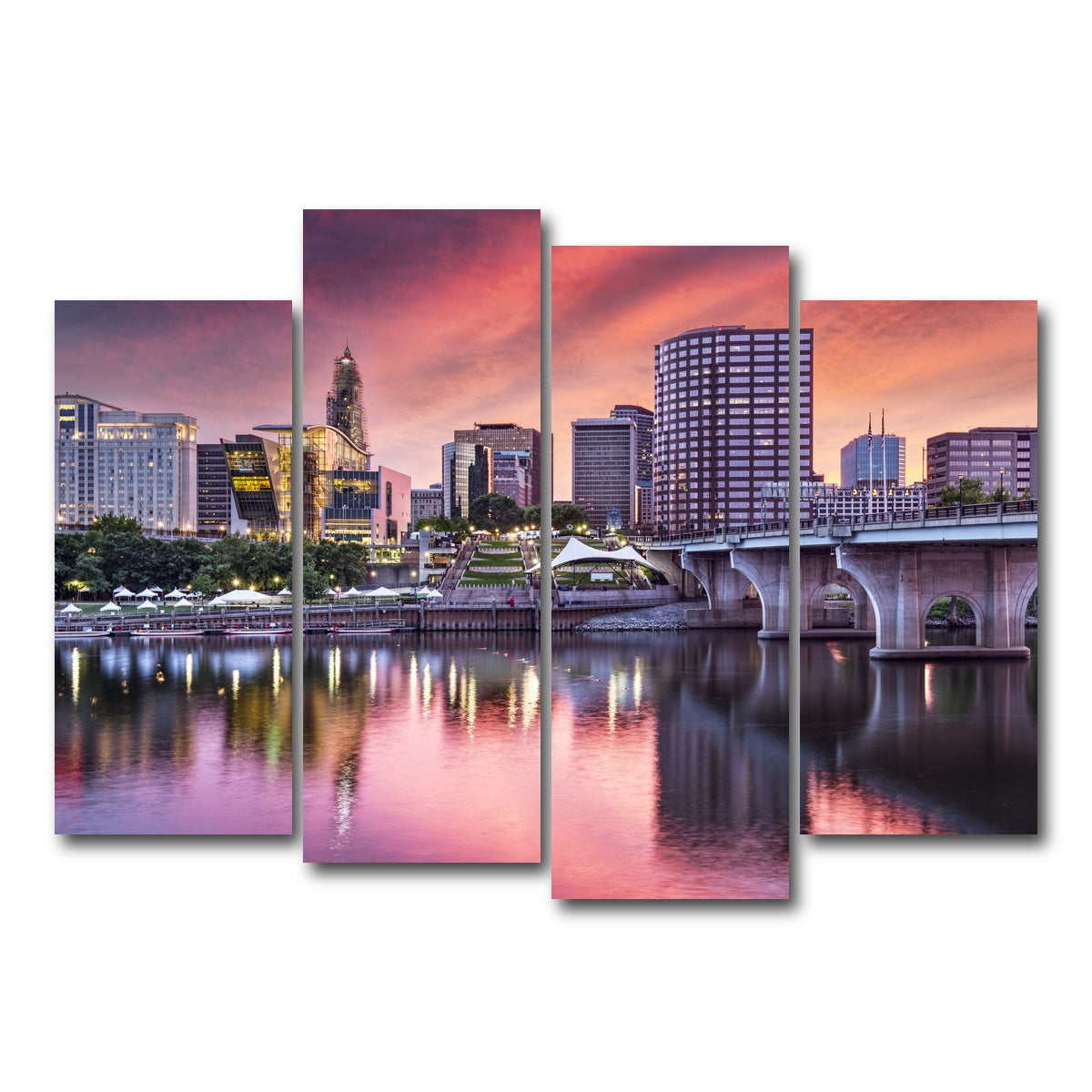 AUTO-MOCKUP WHITE | Hartford Skyline | 4 Piece | Gallery Wrap Canvas | group=4_normal