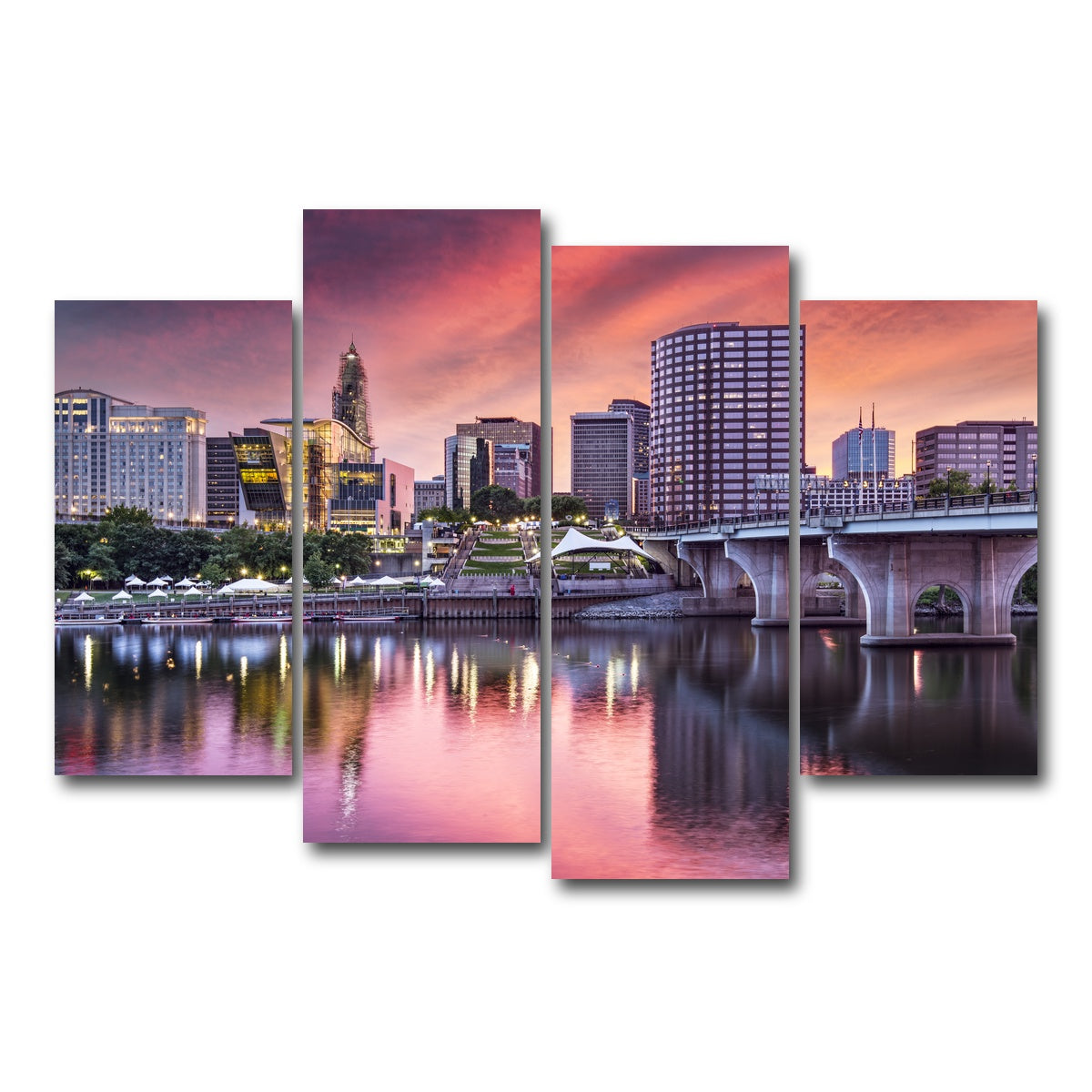 AUTO-MOCKUP WHITE | Hartford Skyline | 4 Piece | Gallery Wrap Canvas | group=4_short