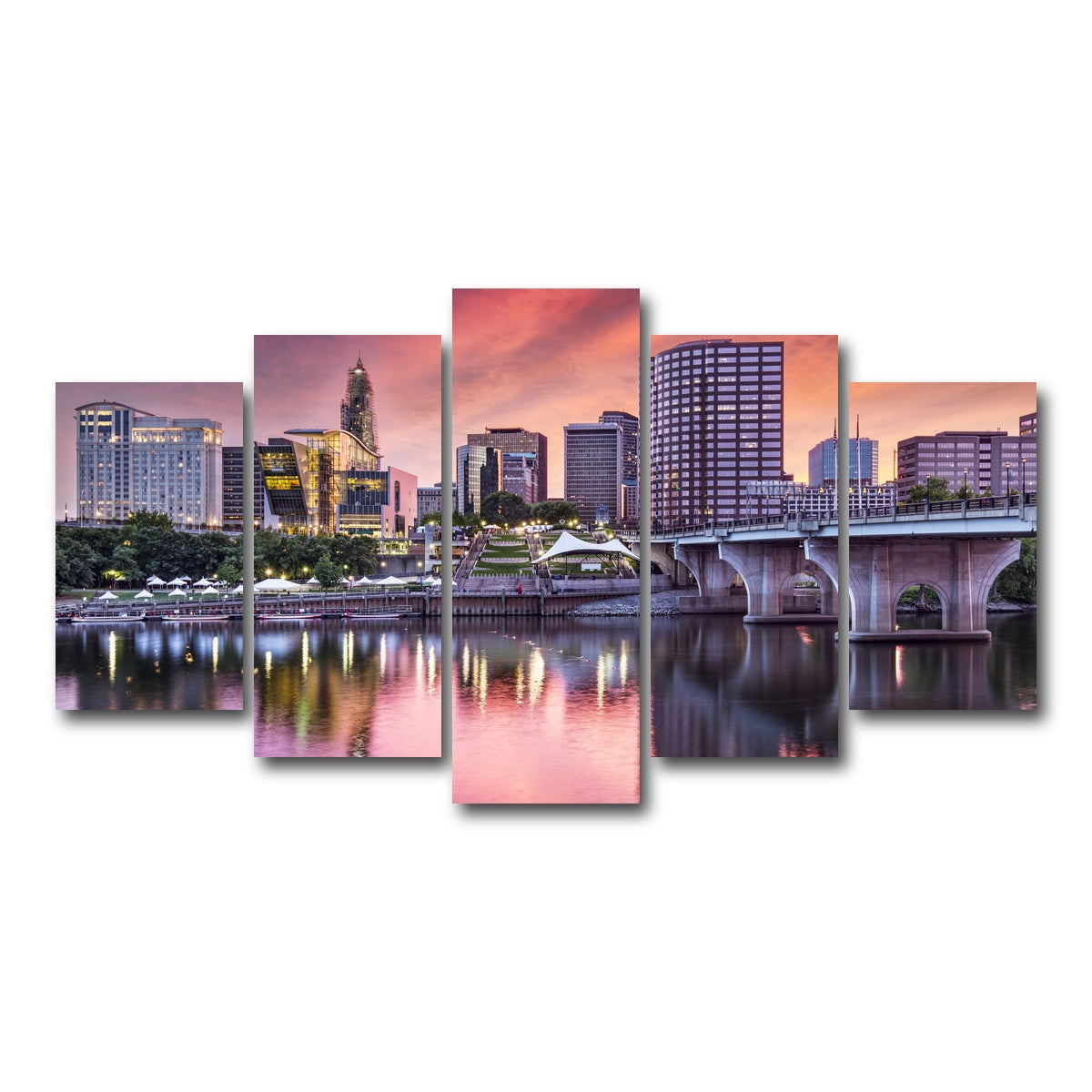 AUTO-MOCKUP WHITE | Hartford Skyline | 5 Piece | Gallery Wrap Canvas | group=5_normal