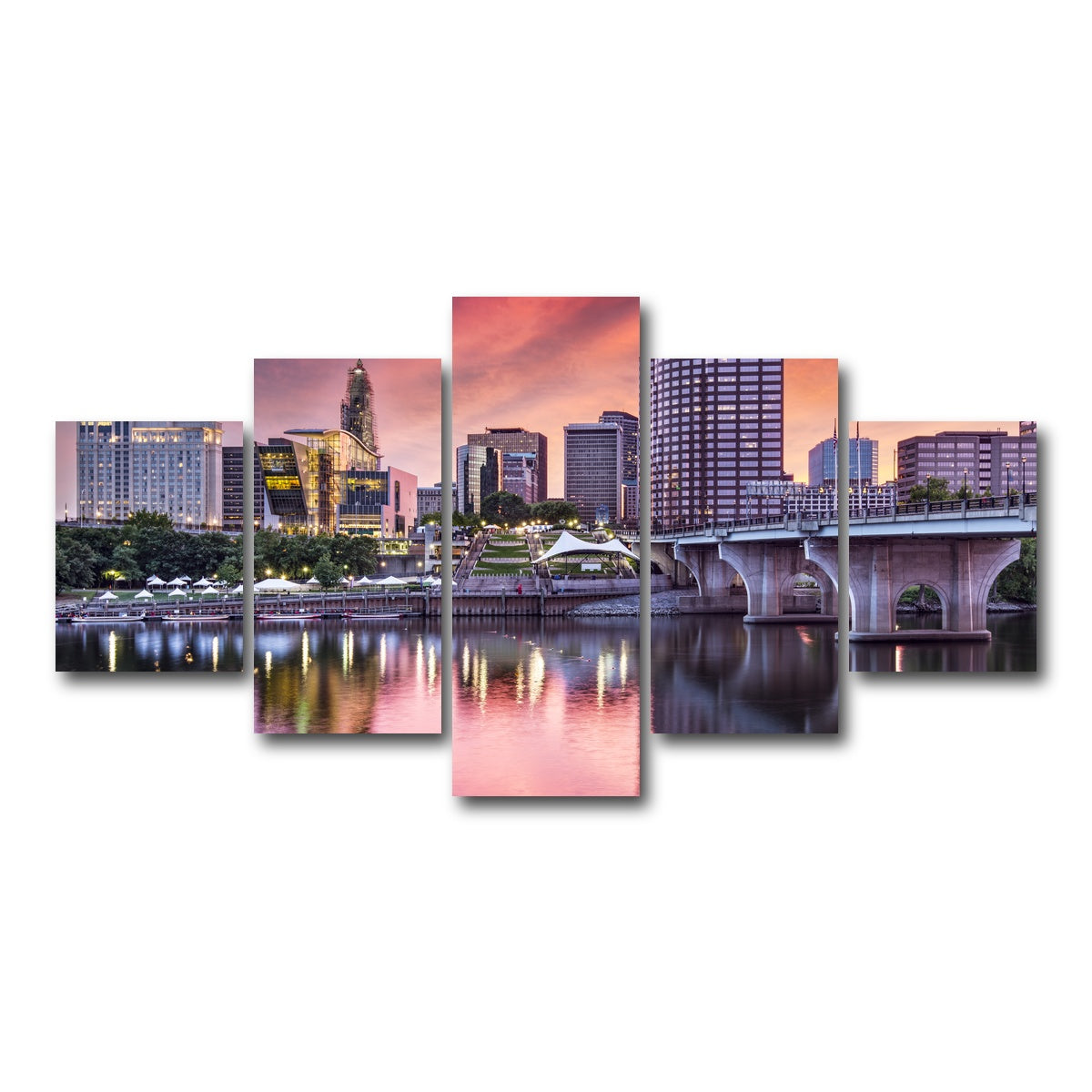 AUTO-MOCKUP WHITE | Hartford Skyline | 5 Piece | Gallery Wrap Canvas | group=5_short