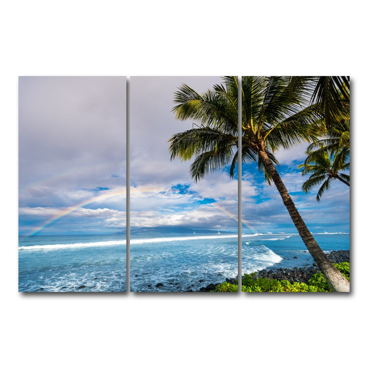 AUTO-MOCKUP WHITE | Hawaiian Landscape | 3 Piece | Gallery Wrap Canvas | group=12x24