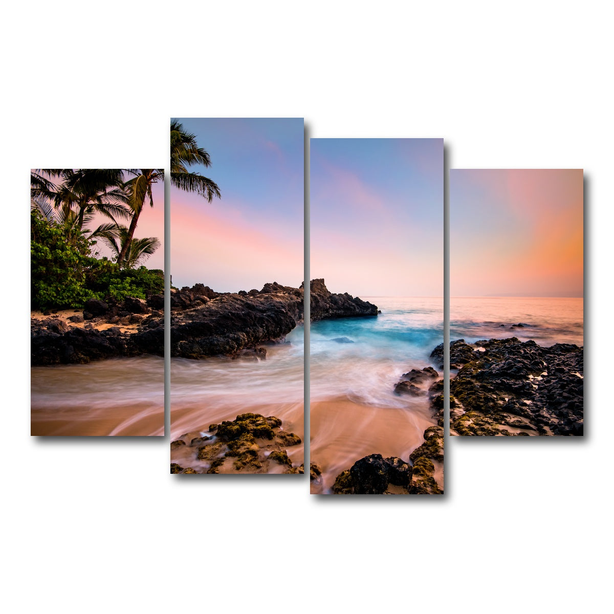 AUTO-MOCKUP WHITE | Hawaiian Paradise | 4 Piece | Gallery Wrap Canvas | group=4_short