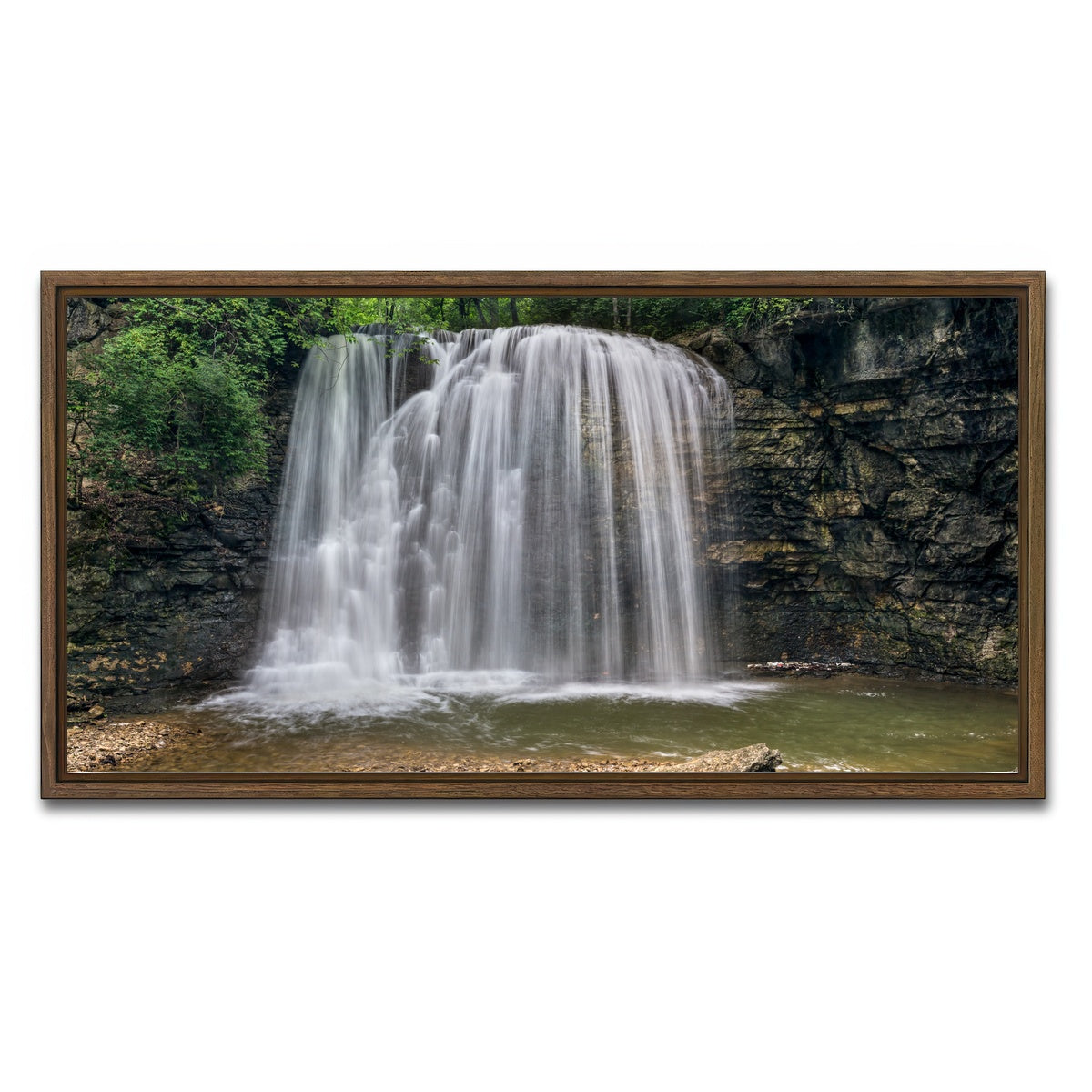 AUTO-MOCKUP WHITE | Hayden Falls | 1 Piece | Walnut Framed Canvas | group=2x1