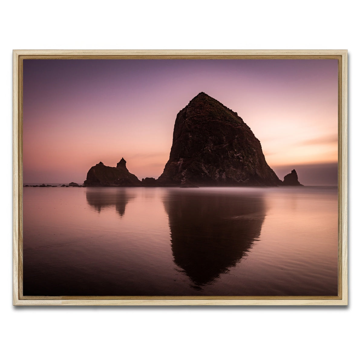AUTO-MOCKUP WHITE | Haystack Rock | 1 Piece | Natural Framed Canvas | group=4x3