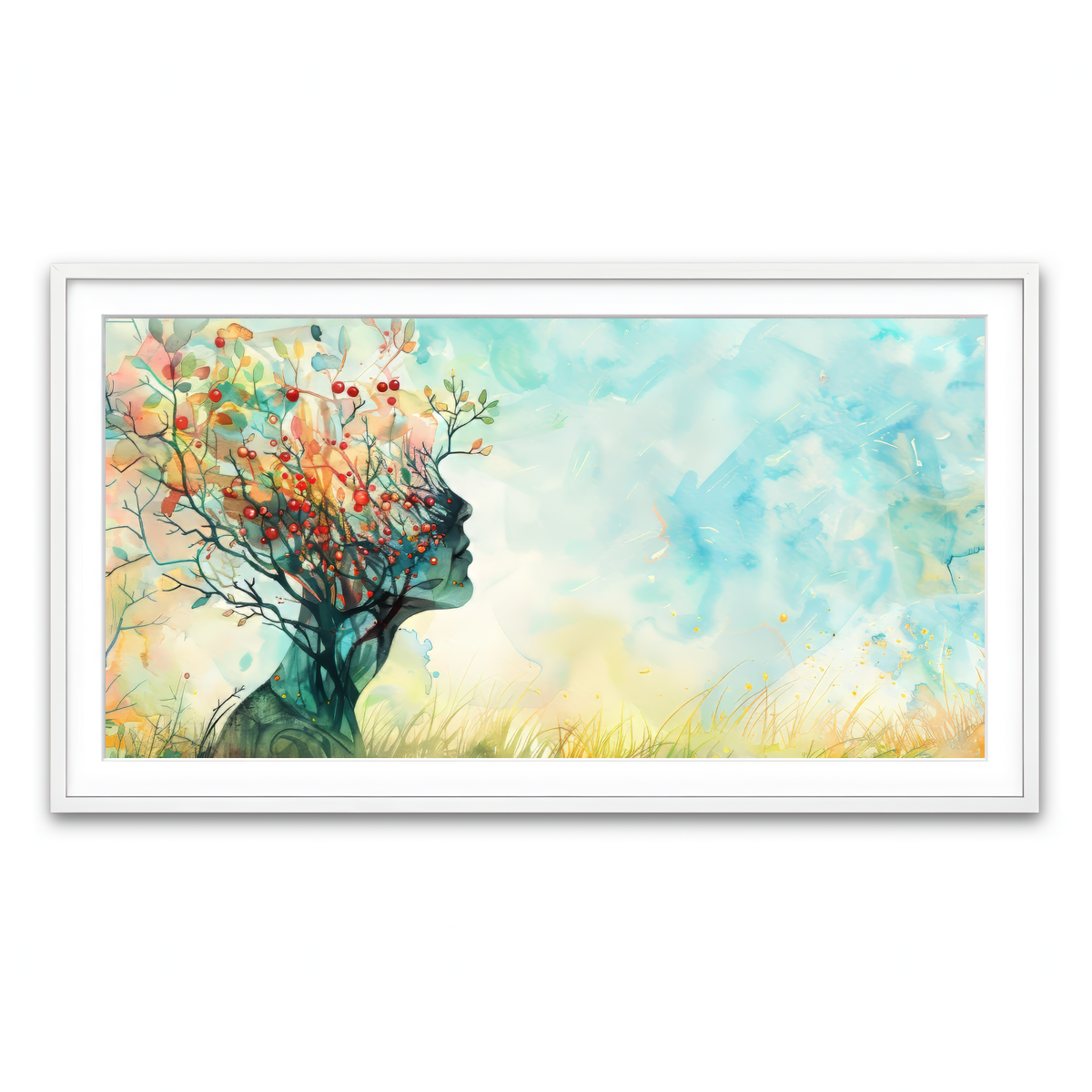 Framed Print 2x1 White