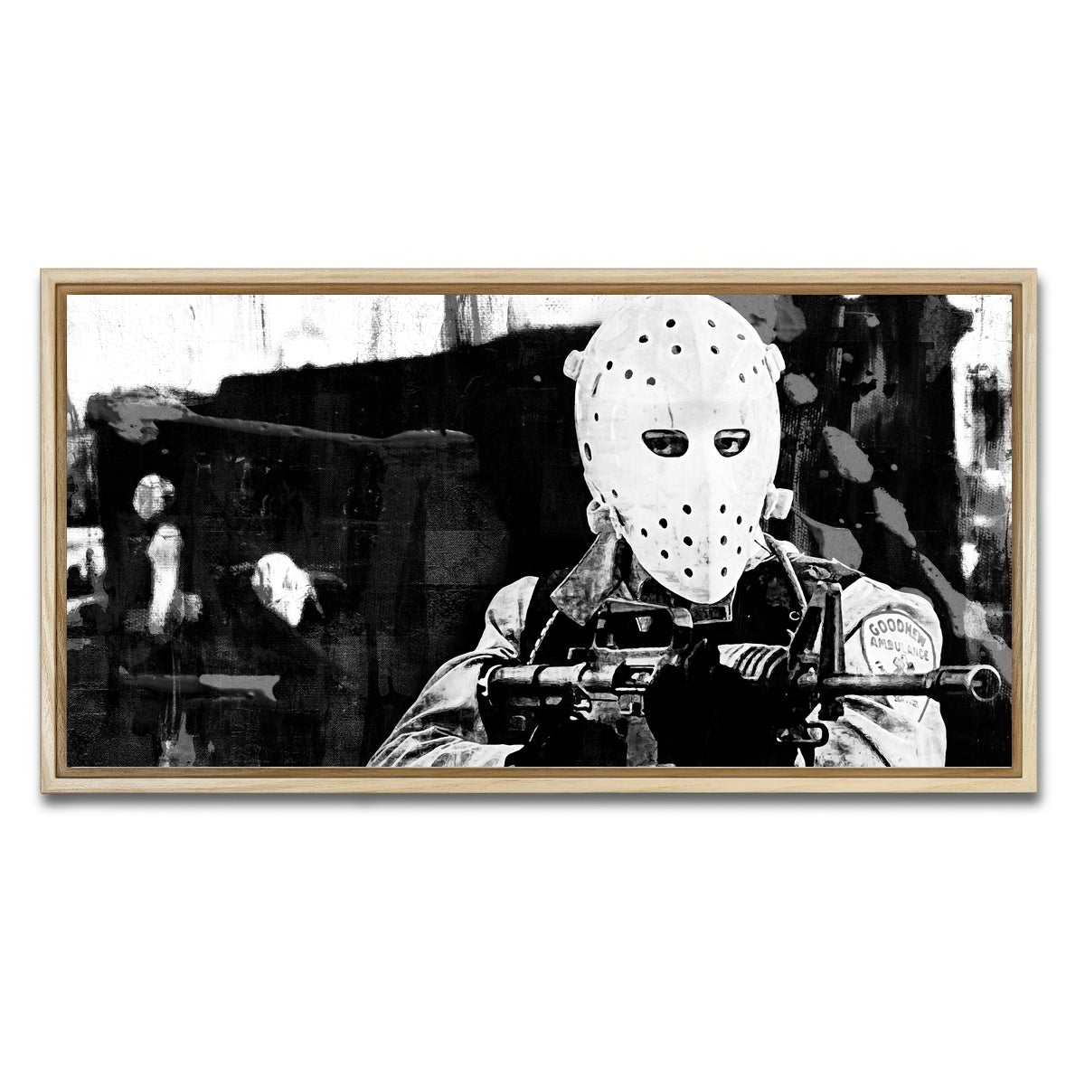 AUTO-MOCKUP WHITE | Heat - The Heist Grayscale | 1 Piece | Natural Framed Canvas | group=2x1