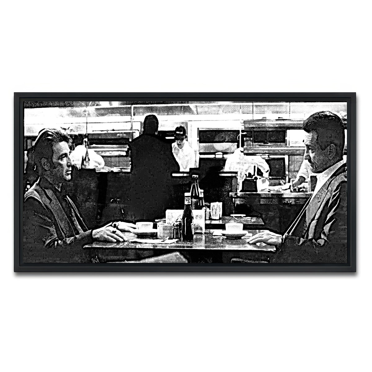 AUTO-MOCKUP WHITE | Heat - The Meeting Grayscale | 1 Piece | Black Framed Canvas | group=2x1