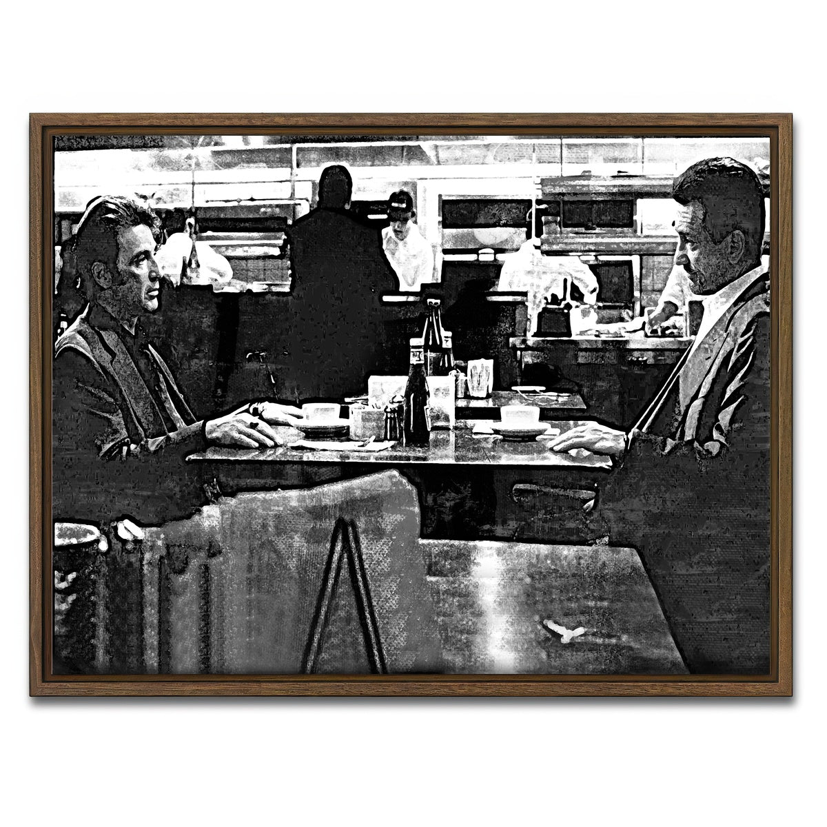 AUTO-MOCKUP WHITE | Heat - The Meeting Grayscale | 1 Piece | Walnut Framed Canvas | group=4x3