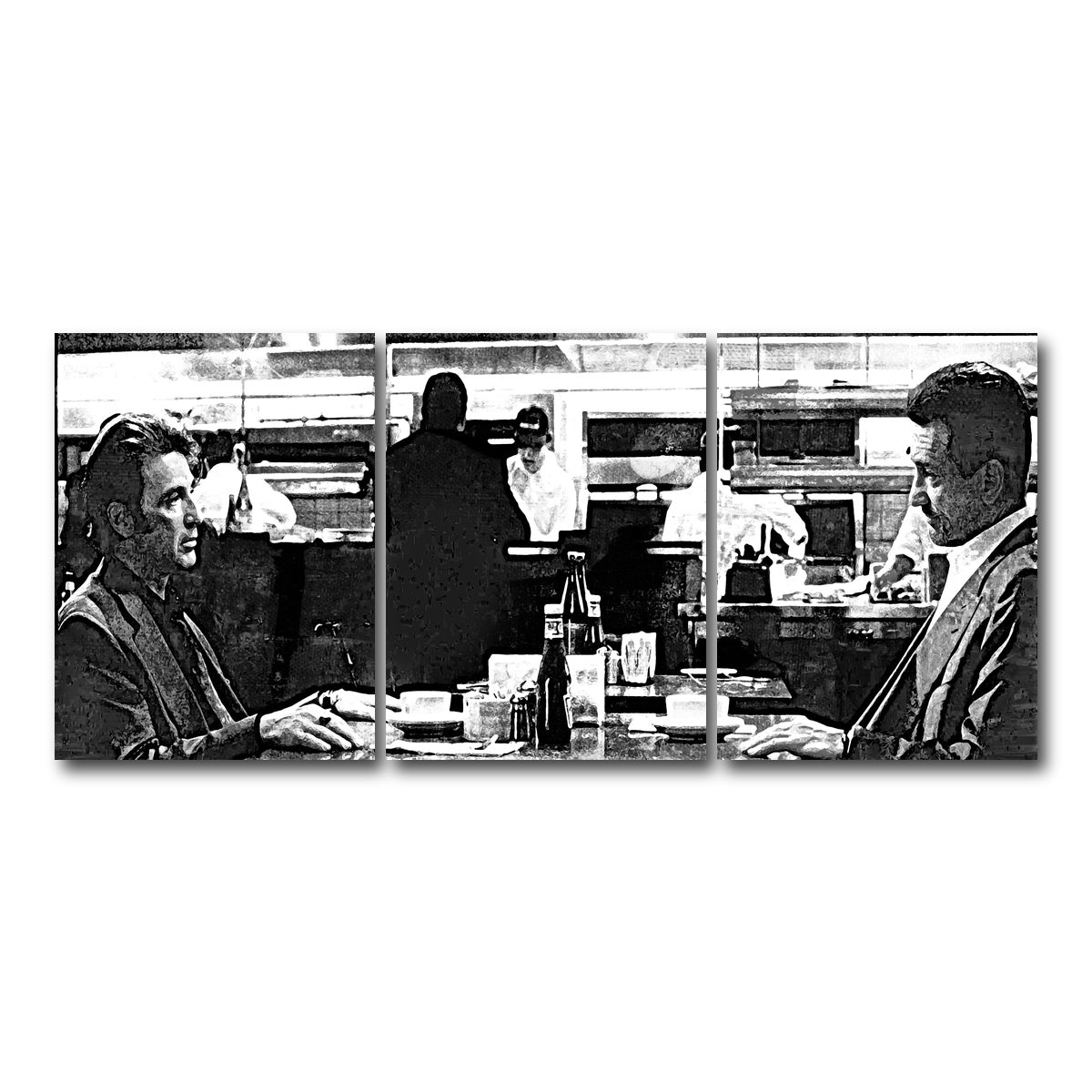 AUTO-MOCKUP WHITE | Heat - The Meeting Grayscale | 3 Piece | Gallery Wrap Canvas | group=18x24