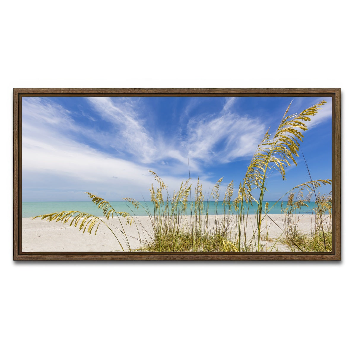 AUTO-MOCKUP WHITE | Heavenly calmness on the beach | 1 Piece | Walnut Framed Canvas | group=2x1
