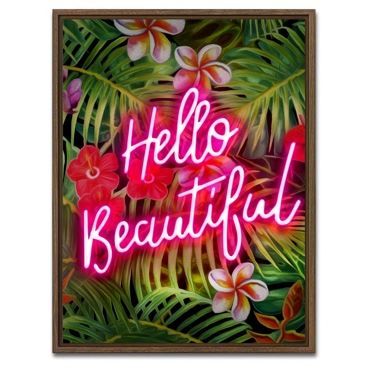 AUTO-MOCKUP WHITE | Hello Beautiful | 1 Piece | Walnut Framed Canvas | group=3x4
