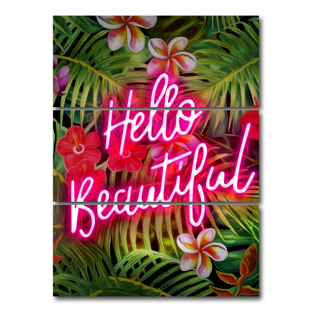 AUTO-MOCKUP WHITE | Hello Beautiful | 3 Piece | Gallery Wrap Canvas | group=8x18_stacked