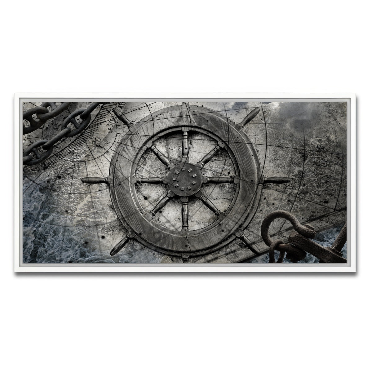 AUTO-MOCKUP WHITE | Helm and Chains | 1 Piece | White Framed Canvas | group=2x1