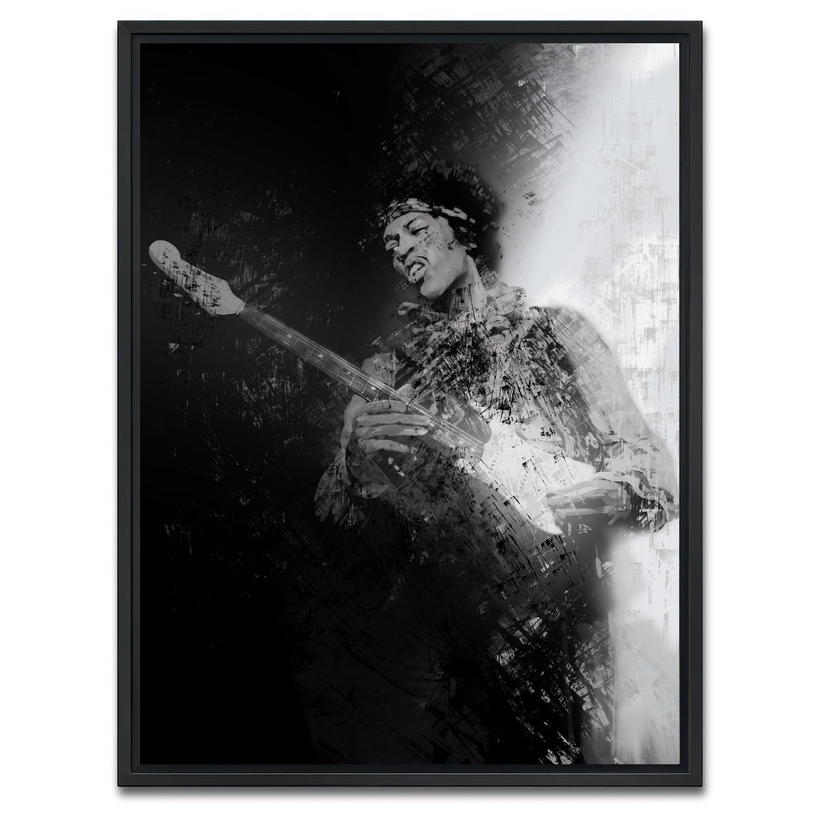 AUTO-MOCKUP WHITE | Hendrix Guitar God | 1 Piece | Black Framed Canvas | group=3x4