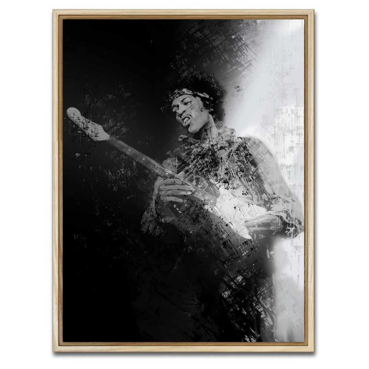 AUTO-MOCKUP WHITE | Hendrix Guitar God | 1 Piece | Natural Framed Canvas | group=3x4