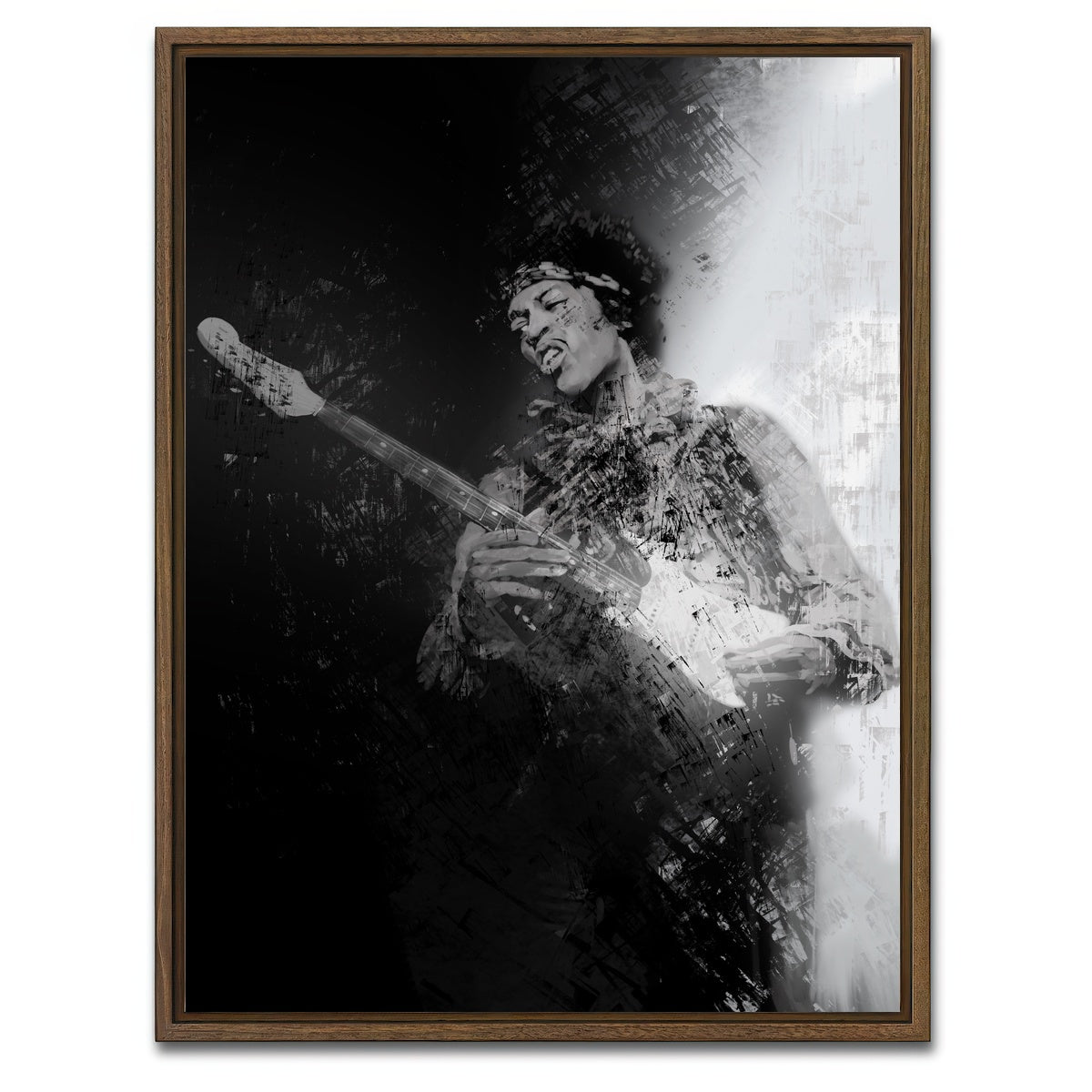 AUTO-MOCKUP WHITE | Hendrix Guitar God | 1 Piece | Walnut Framed Canvas | group=3x4