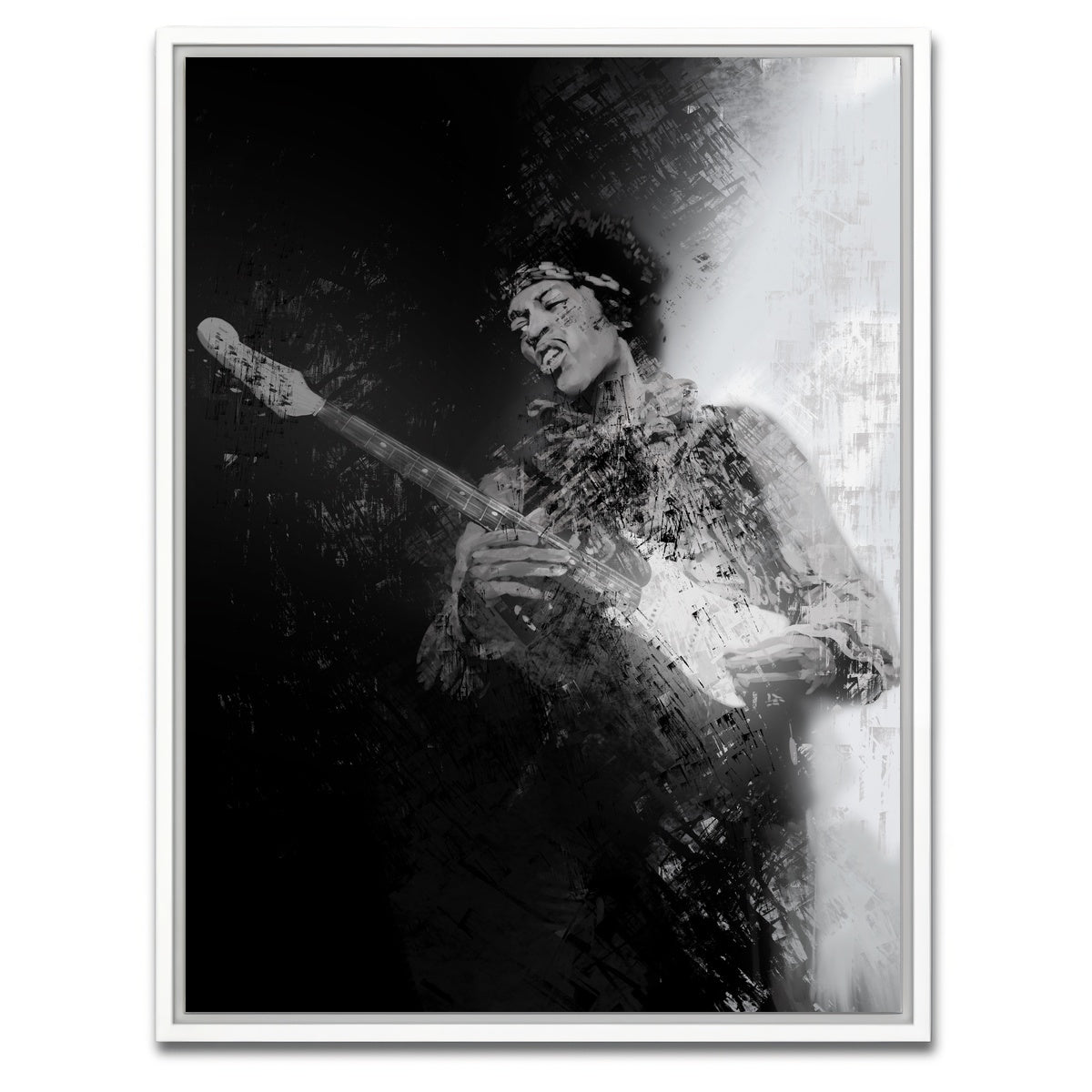 AUTO-MOCKUP WHITE | Hendrix Guitar God | 1 Piece | White Framed Canvas | group=3x4