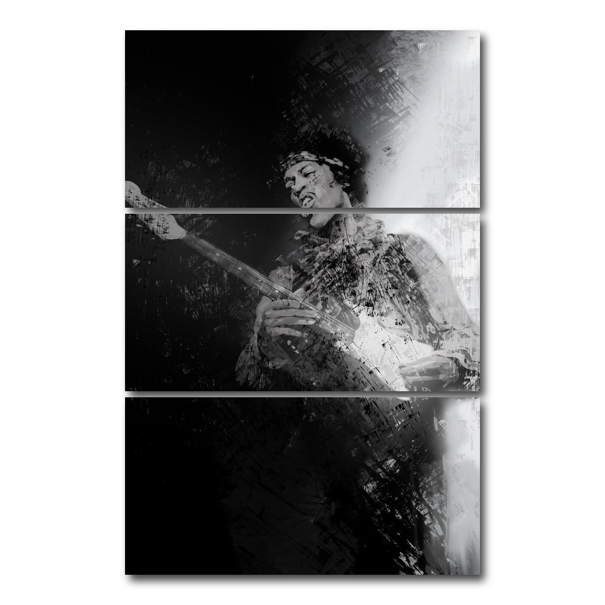 AUTO-MOCKUP WHITE | Hendrix Guitar God | 3 Piece | Gallery Wrap Canvas | group=12x24_stacked