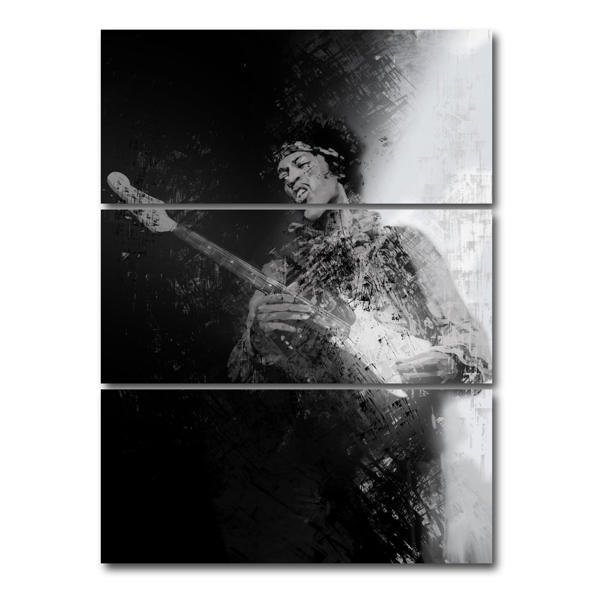 AUTO-MOCKUP WHITE | Hendrix Guitar God | 3 Piece | Gallery Wrap Canvas | group=8x18_stacked