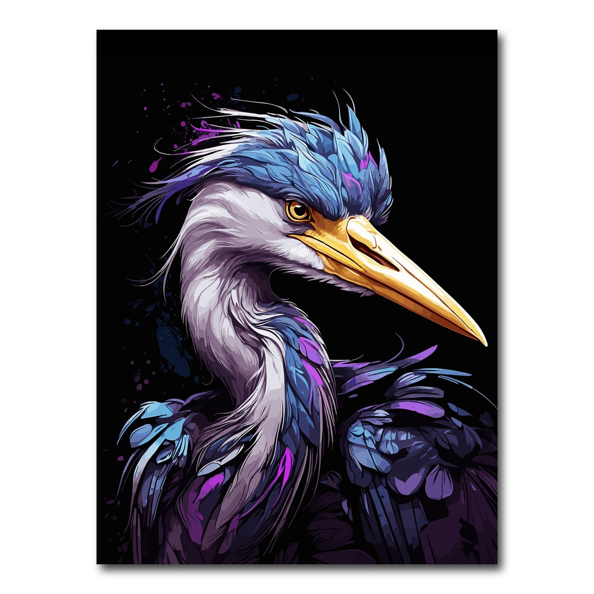 AUTO-MOCKUP WHITE | Heron Animal Colorful | 1 Piece | Gallery Wrap Canvas | group=3x4