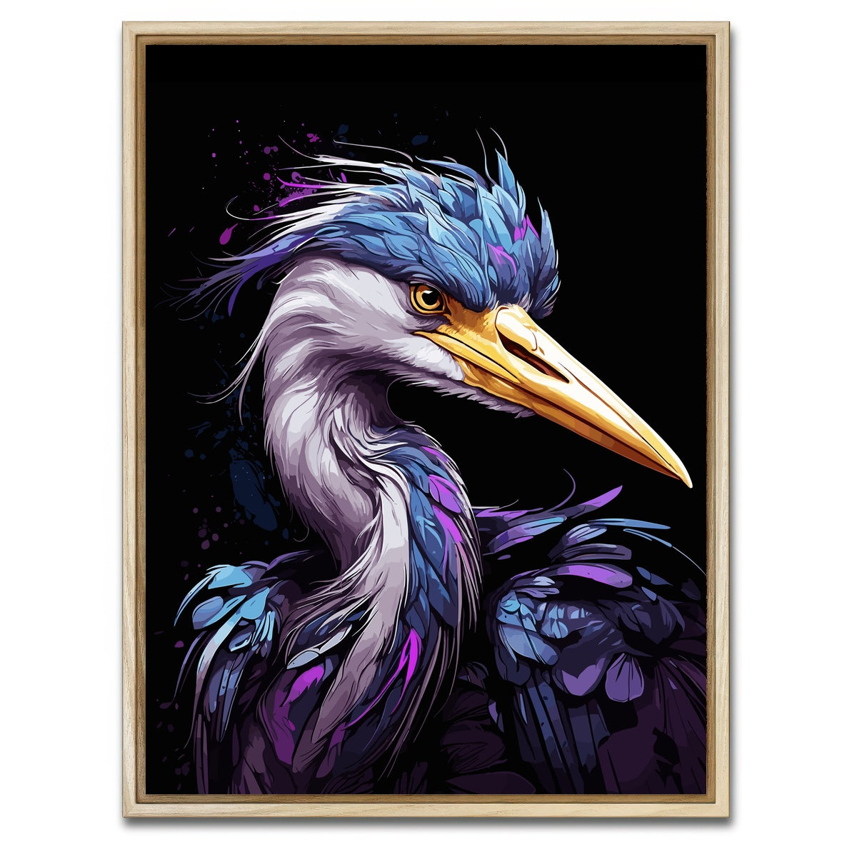 AUTO-MOCKUP WHITE | Heron Animal Colorful | 1 Piece | Natural Framed Canvas | group=3x4