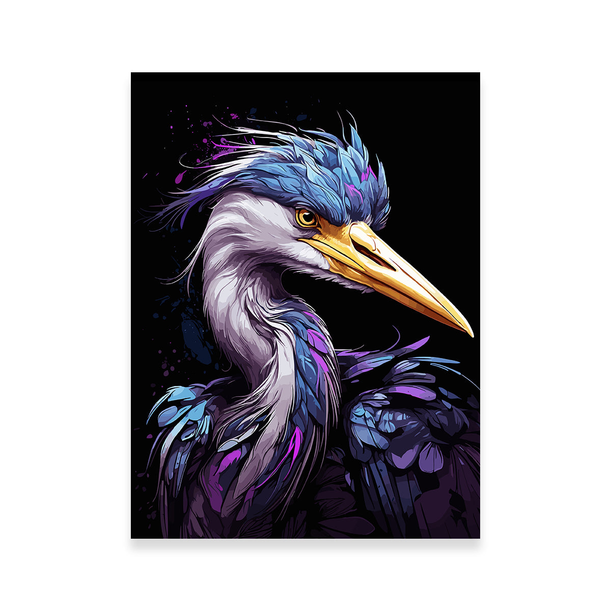 Heron Animal Colorful Wall Art