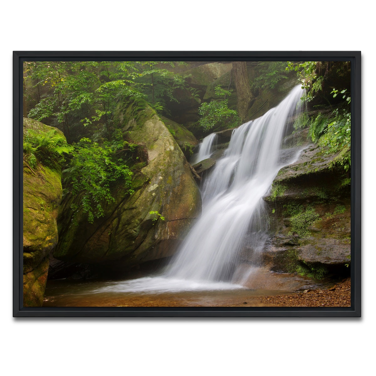 AUTO-MOCKUP WHITE | Hidden Falls in Hocking Hills | 1 Piece | Black Framed Canvas | group=4x3