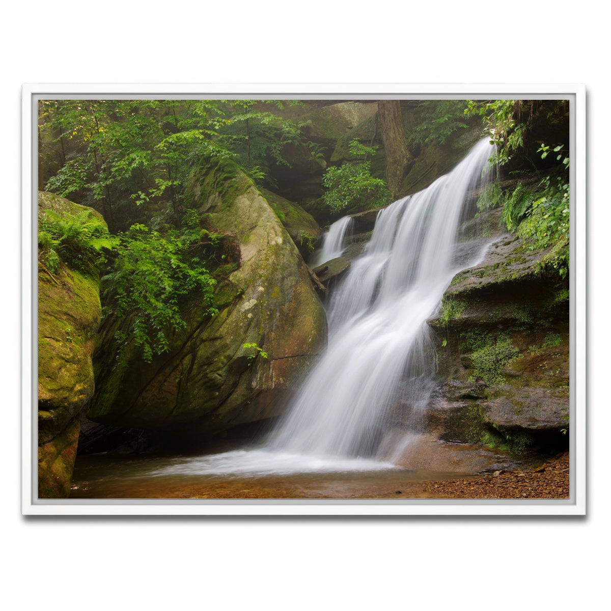 AUTO-MOCKUP WHITE | Hidden Falls in Hocking Hills | 1 Piece | White Framed Canvas | group=4x3