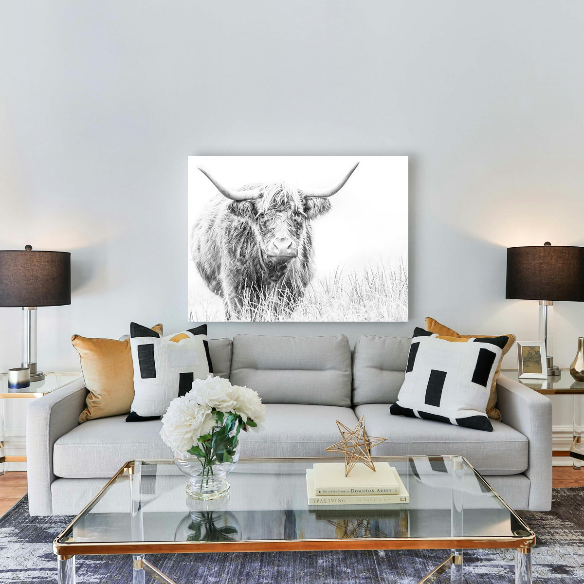 Highland Cow on White Wall Art