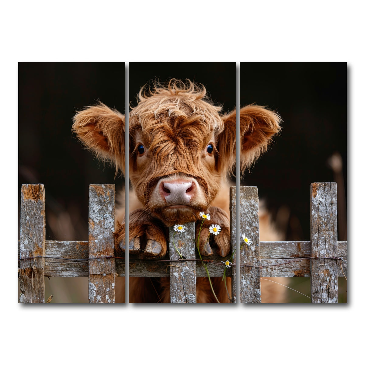 AUTO-MOCKUP WHITE | Highland Baby Calf | 3 Piece | Gallery Wrap Canvas | group=8x18