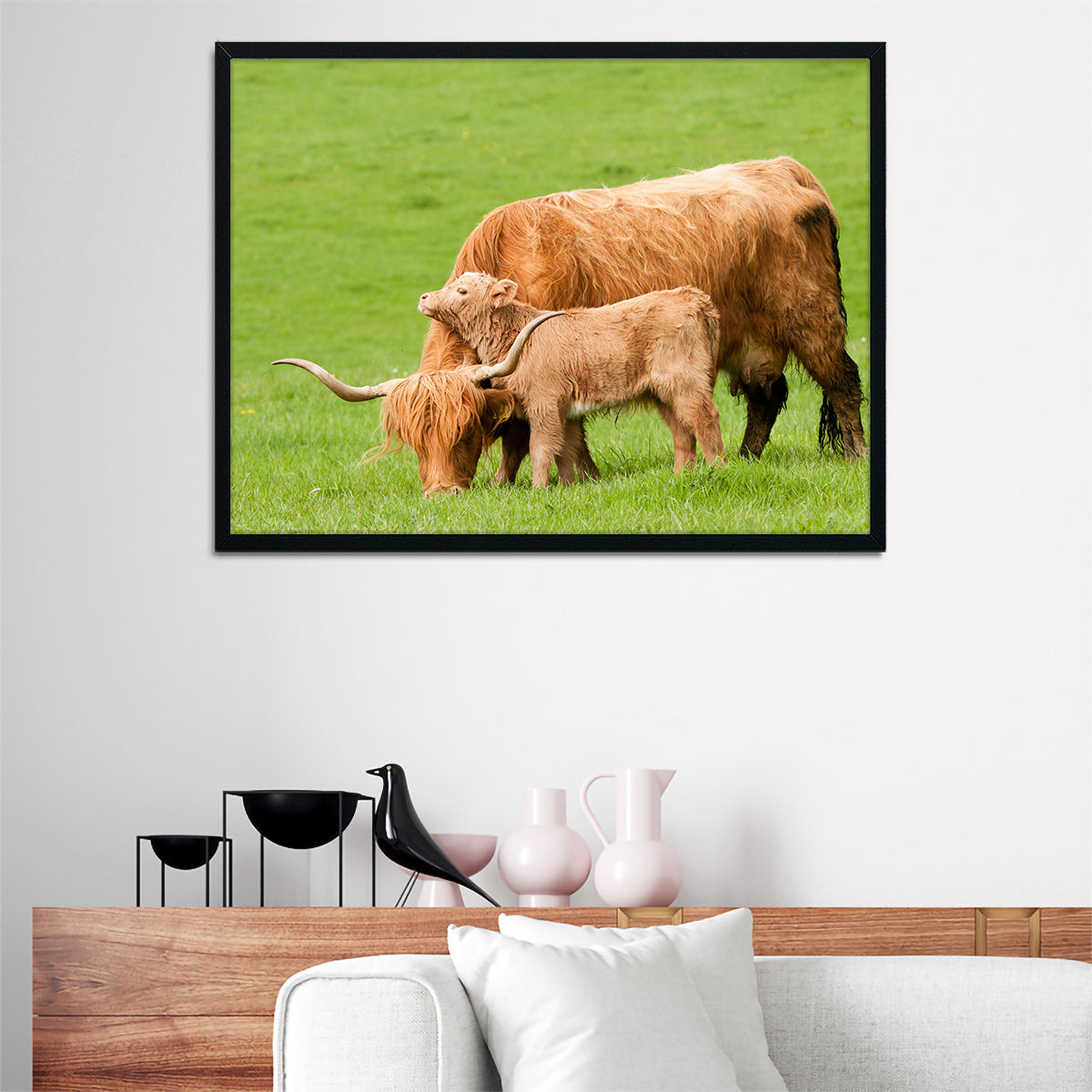 Highland Cow with Loving Calf Wall Art