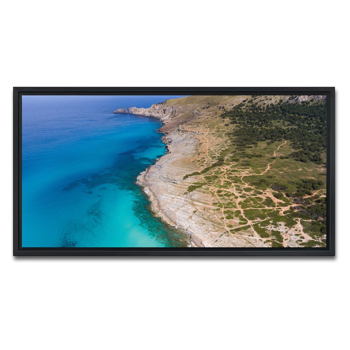 AUTO-MOCKUP WHITE | Hill and Sea | 1 Piece | Black Framed Canvas | group=2x1