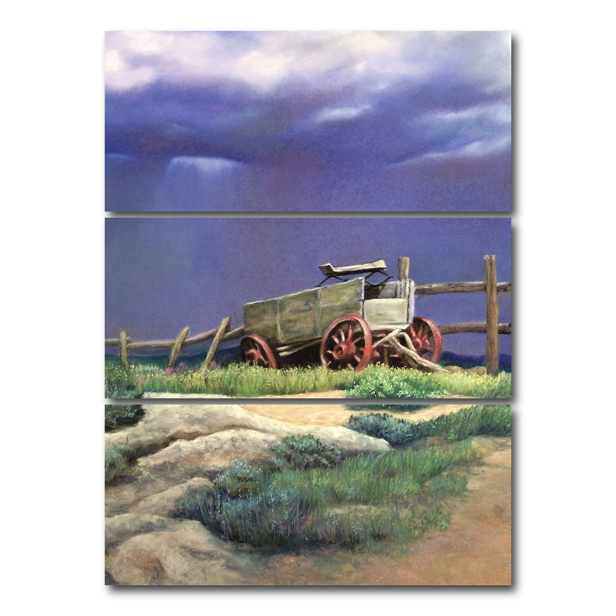 AUTO-MOCKUP WHITE | Hilltop Wagon | 3 Piece | Gallery Wrap Canvas | group=8x18_stacked