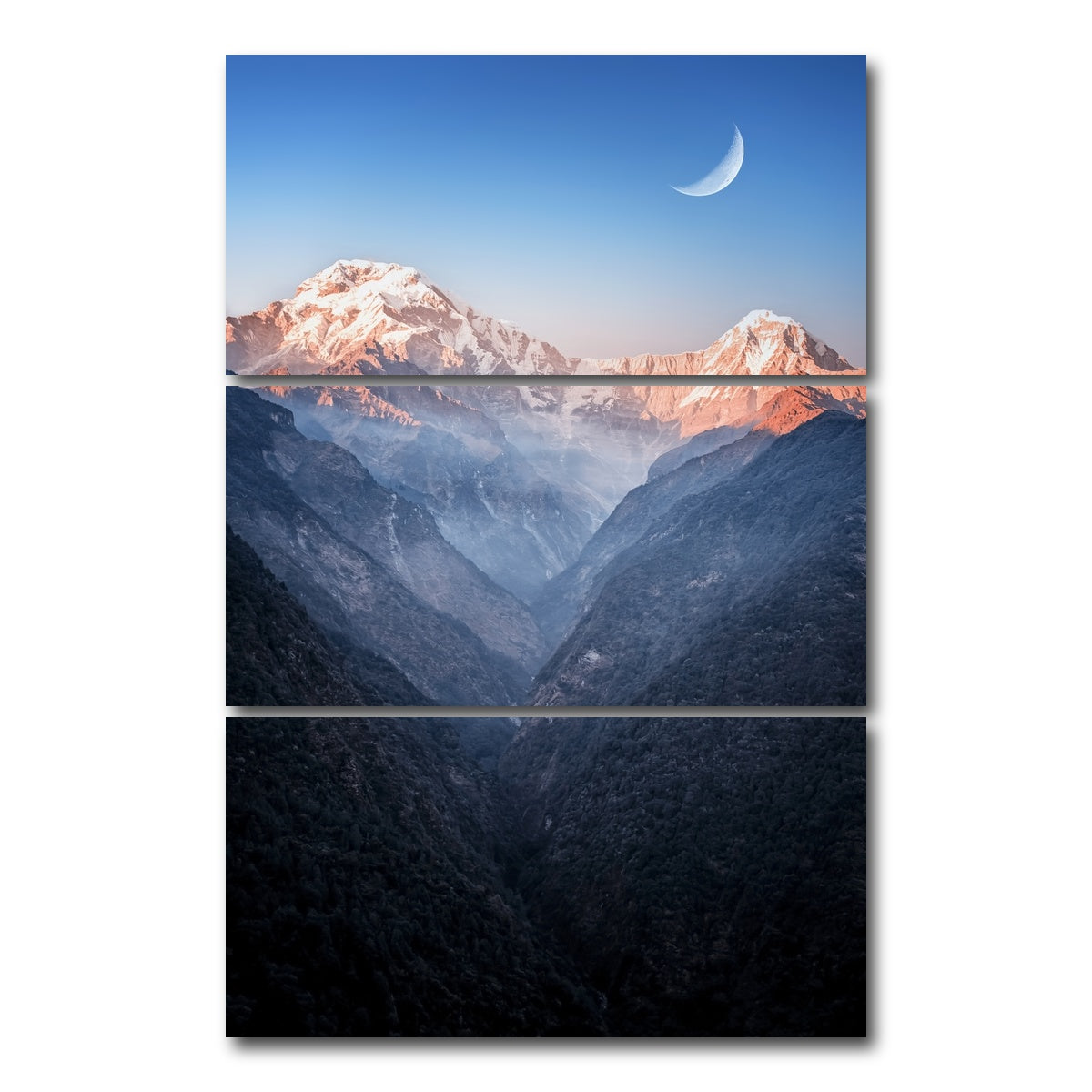 AUTO-MOCKUP WHITE | Himalayan Moonrise | 3 Piece | Gallery Wrap Canvas | group=12x24_stacked