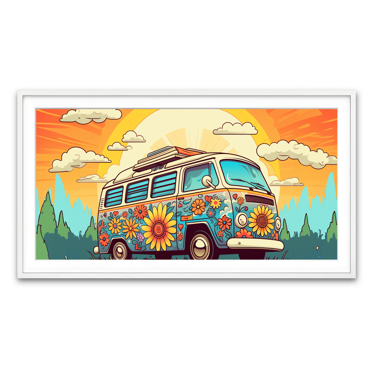 Framed Print 2x1 White